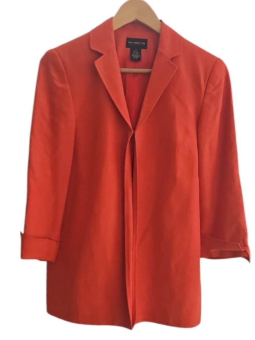 Two Twenty Five Silk Linen Blazer Women’s 6 Coral Orange Minimalist Jacket